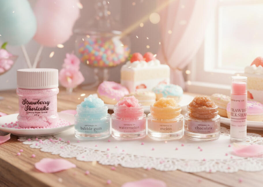 Creamy Sugar Scrubs Calmpany Co. Creamy Sugar Scrubs, in watermelon, bubble gum, melon, and creamy chocolate